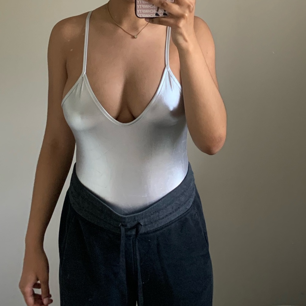 Silver metallic bodysuit